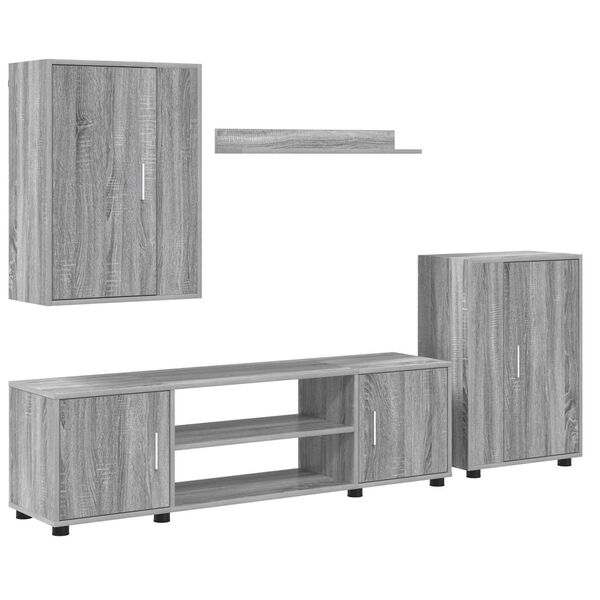 vidaXL TV Cabinet Set Wall-mounted 4 pcs Grey Sonoma Engineered wood