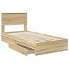 vidaXL Storage Bed with Drawer Sonoma Oak 100 x 200 cm Engineered Wood