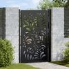 vidaXL Garden Gate Black 100x150 cm Steel Wave Design