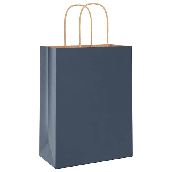 vidaXL Paper Bags 50 pcs with Handles Blue 21x11x28 cm