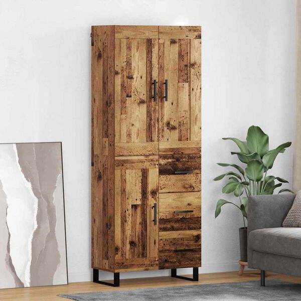 vidaXL Highboard Old Wood 69.5 x 34 x 180 cm Engineered Wood