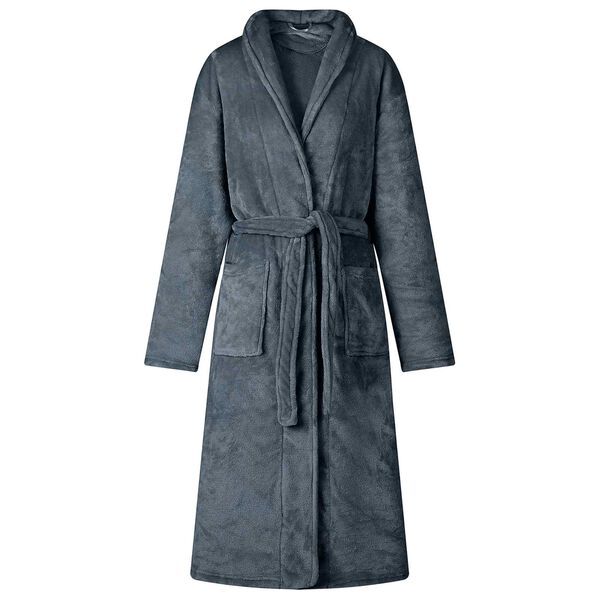 vidaXL Bathrobe without Hood Navy Blue L Flannel