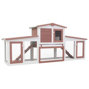 vidaXL Outdoor Large Rabbit Hutch Brown and White 201x45x85 cm Wood