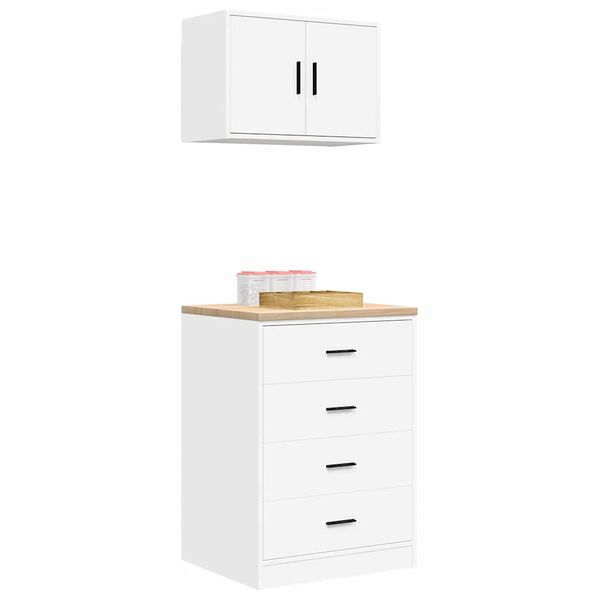 vidaXL Garage Cabinets 2 pcs White Engineered Wood