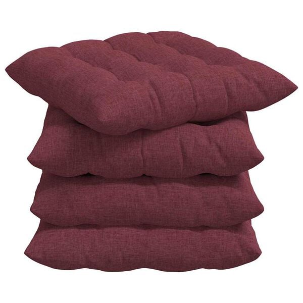 vidaXL Seat Cushions 2 pcs Wine Red 40 x 40 x 6 cm Fabric