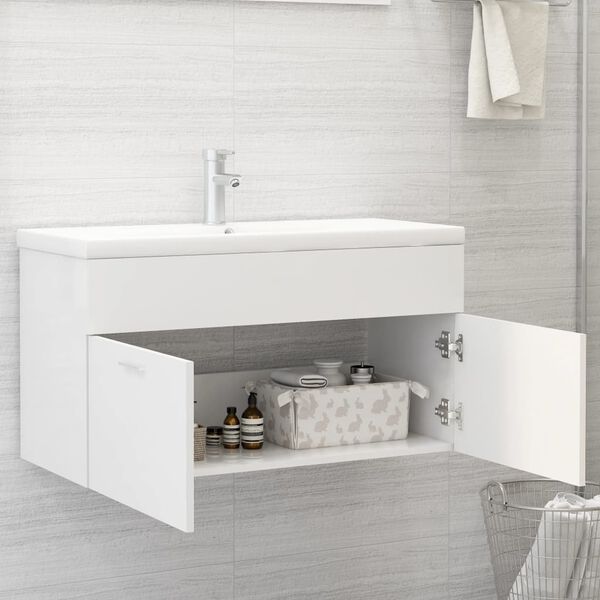 vidaXL Sink Cabinet White 90x38.5x46 cm Engineered Wood