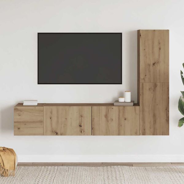 vidaXL Wall Mounted TV cabinets 3 pcs Artisan Oak Engineered Wood