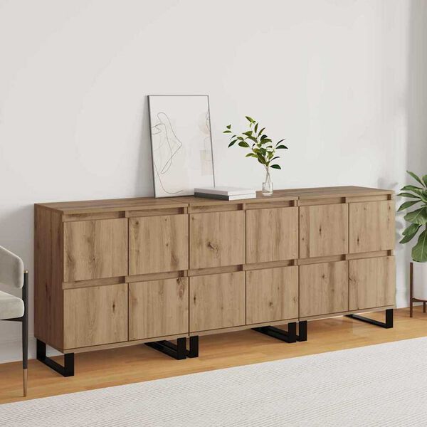 vidaXL Sideboard 3 pcs Artisan Oak 60 x 35 x 70 cm