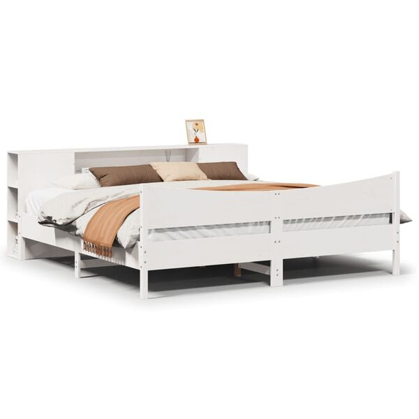 vidaXL Bed Frame without Mattress White 180x200 cm Super King Solid Wood Pine