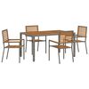 vidaXL Garden Dining Set 5 pcs Grey and Brown Poly Rattan