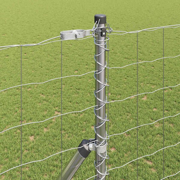 vidaXL Fence with Post Silver 1.5 x 10 m Steel and PVC