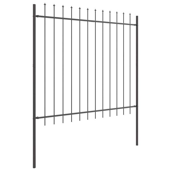 vidaXL Garden Fence 8 pcs Grey 13.6 x 1.5 m Powder-coated Steel