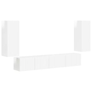 vidaXL TV Cabinet Set 4 pcs High Gloss White Engineered Wood