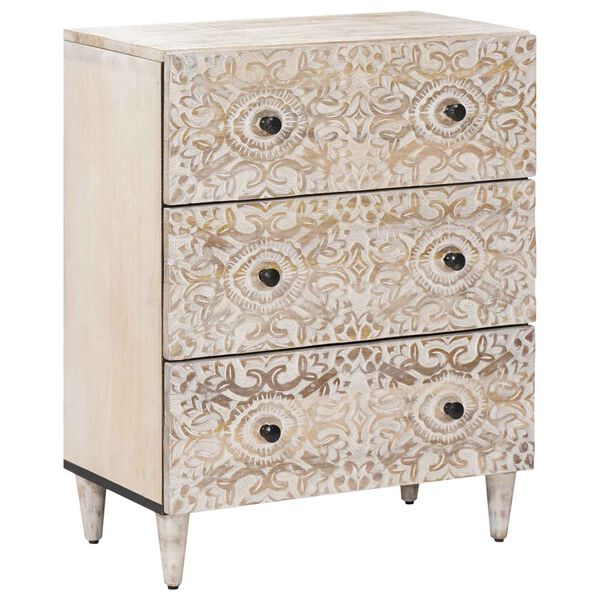 vidaXL Storage Sideboard White 60 x 33.5 x 75 cm Solid Mango Wood