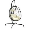 vidaXL Hanging Egg Chair with Cushion Cream White Poly Rattan&Steel