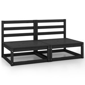 vidaXL Garden 2-Seater Sofa Black Solid Pinewood