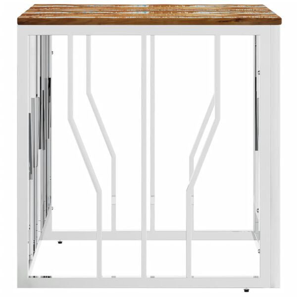 vidaXL Coffee Table Silver Stainless Steel and Solid Wood Reclaimed