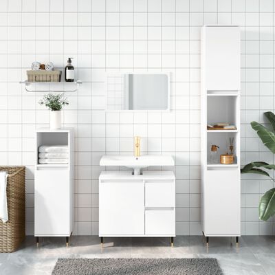 vidaXL Bathroom Cabinet High Gloss White 30x30x190 cm Engineered Wood