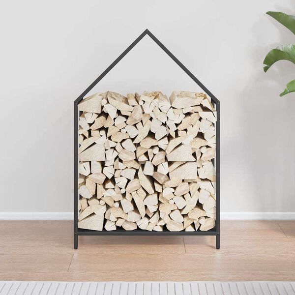 vidaXL Firewood Rack Black 60x25x90 cm Cold-rolled steel