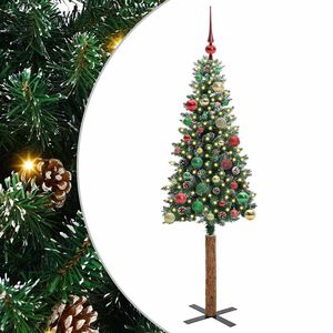 vidaXL Slim Christmas Tree Green 150 cm PVC and Solid Pine wood