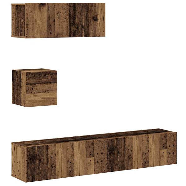 vidaXL 4 Piece TV Cabinet Set Wall-mounted Old Wood Engineered Wood