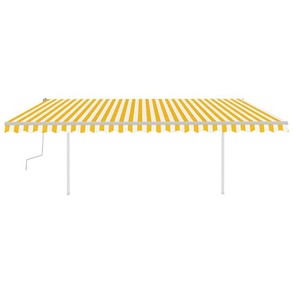 vidaXL Manual Retractable Awning with Posts 5x3.5 m Yellow and White