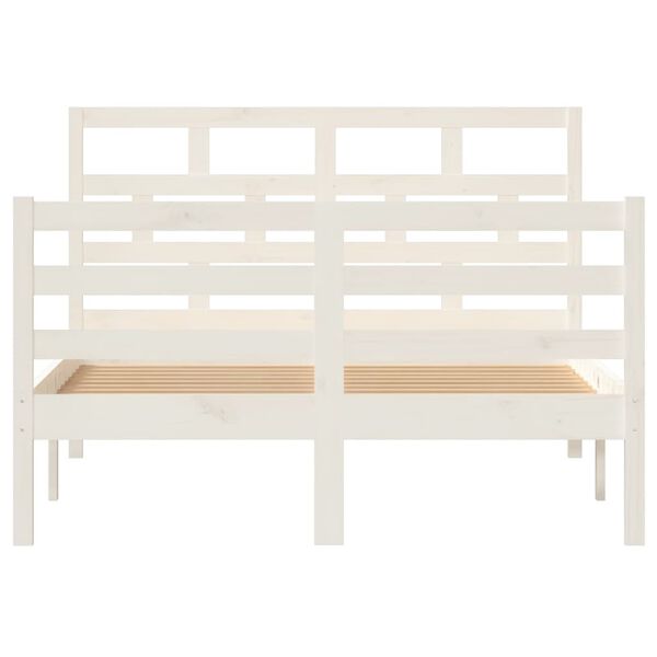 vidaXL Bed Frame without Mattress White Solid Wood 120x200 cm (810426+814185)