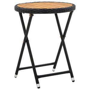 vidaXL Tea Table | Black | PE Rattan | Small | Foldable | Tea Table | Round