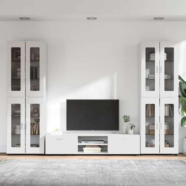 vidaXL TV Cabinet Set FLORIN High Gloss White Engineered Wood