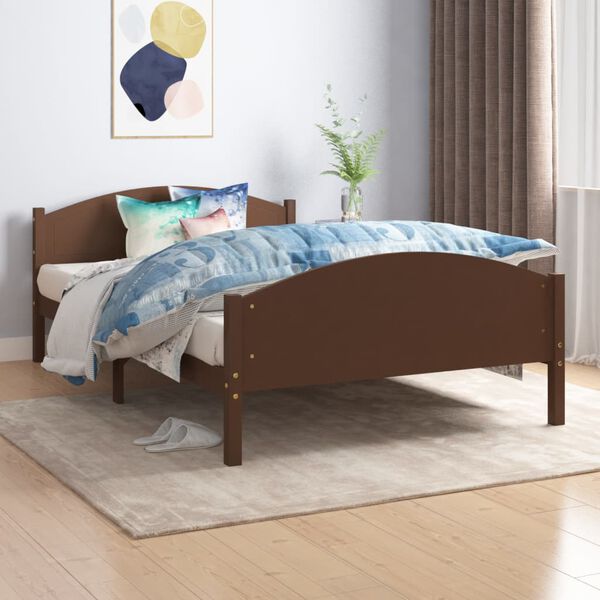 vidaXL Bed Frame without Mattress Dark Brown Solid Pine Wood 120x200cm