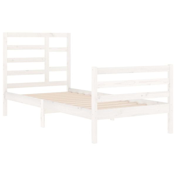 vidaXL Bed Frame without Mattress White Solid Wood 90x200 cm