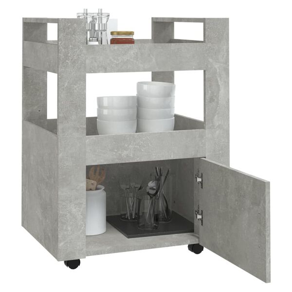 vidaXL Kitchen Trolley Concrete Grey 60x45x80 cm Engineered Wood