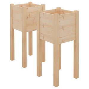 vidaXL Garden Planters 2 pcs 31x31x70 cm Solid Pinewood