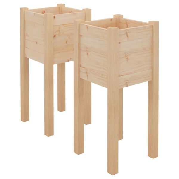 vidaXL Garden Planters 2 pcs 31x31x70 cm Solid Pinewood