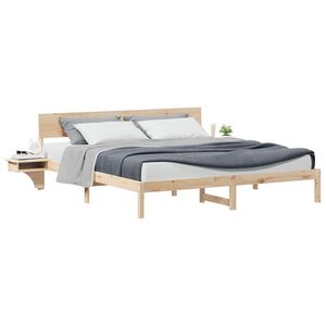 vidaXL Bed Frame with Headboard Brown 180 x 200 cm Solid Pine Wood