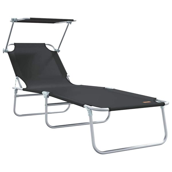 vidaXL Sun Lounger Folding 2-person 2 pcs Black 58 x 188 x 77cm Fabric