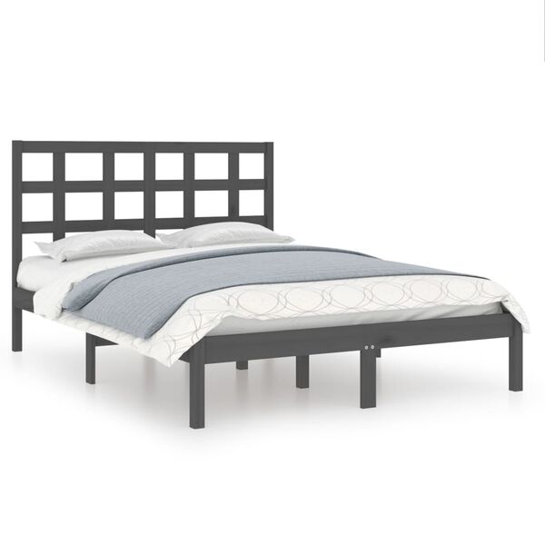 vidaXL Bed Frame without Mattress Grey 200x200 cm Solid Wood
