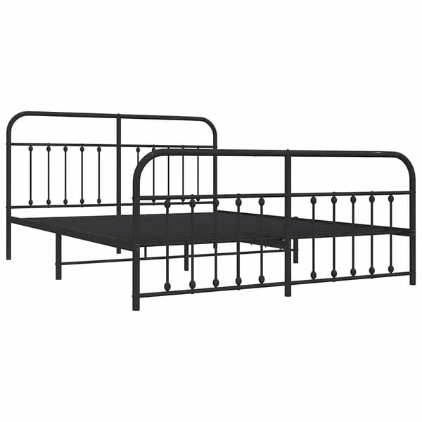 vidaXL Metal Bed Frame without Mattress with Footboard Black 183x213cm