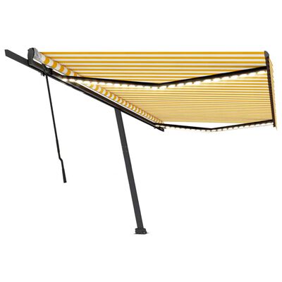 vidaXL Manual Retractable Awning with LED 500x300 cm Yellow and White