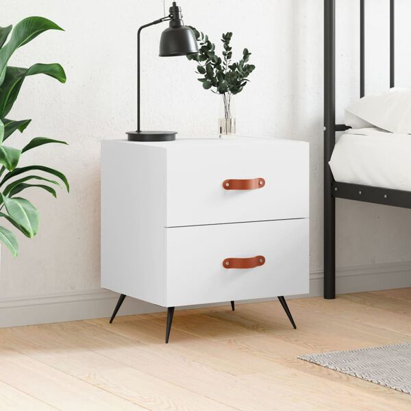 vidaXL Bedside Cabinet White 40x35x47.5 cm Engineered Wood