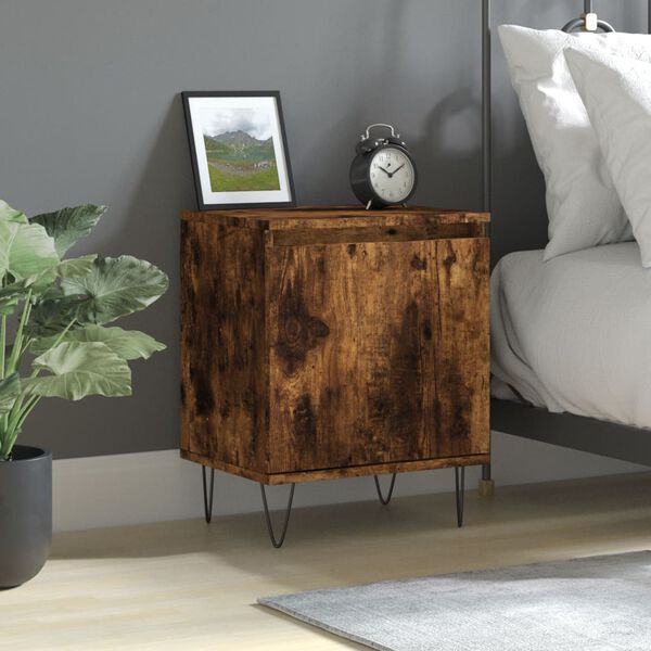 vidaXL Bedside Cabinet Smoked Oak 40x30x50 cm Engineered Wood