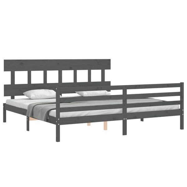 vidaXL Bed Frame without Mattress Grey 200x200 cm Solid Wood