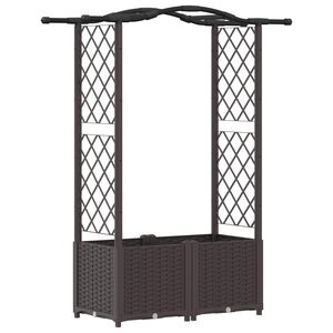 vidaXL Raised Bed with Trellis and Roof Brown 125 x 40 x 138 cm PP