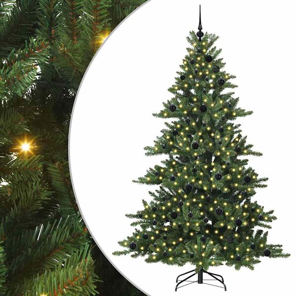 vidaXL Artificial Hinged Christmas Tree Green 210 cm PVC and Steel