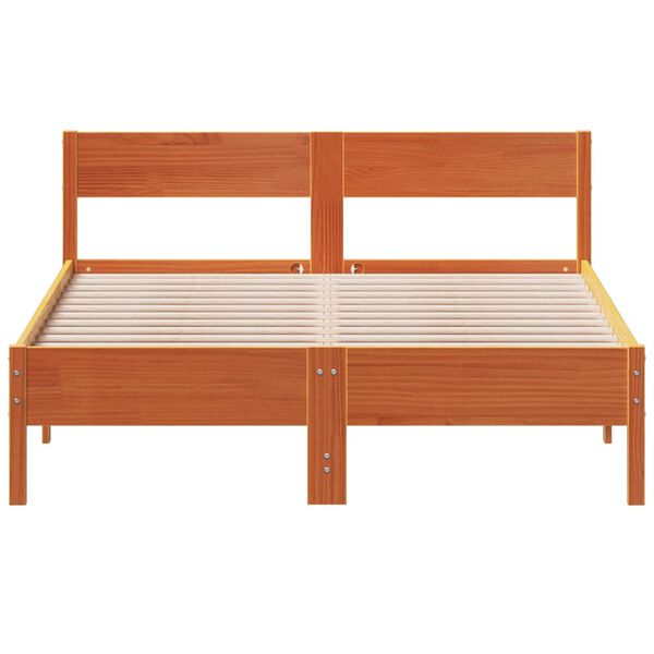 vidaXL Bed Frame without Mattress Wax Brown 120x190 cm Small Double Solid Wood Pine