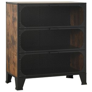 vidaXL Storage Cabinet | Rustic brown | Metal and MDF | Compact | Cabinet