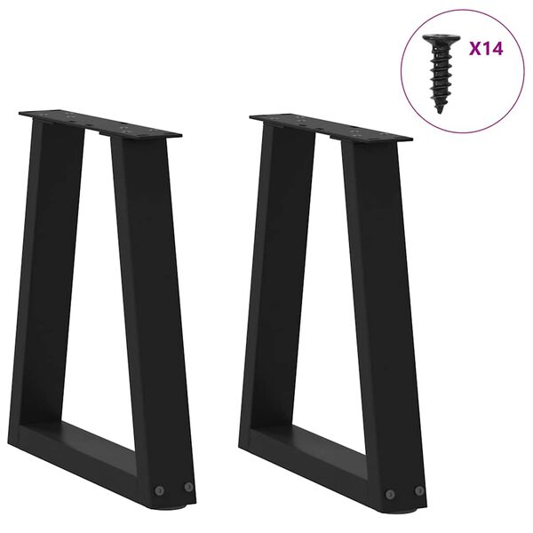 vidaXL Coffee Table Legs V-Shape 2 pcs Black 38x(42-43.3) cm Steel
