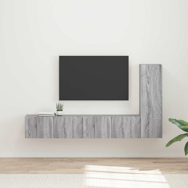 vidaXL TV Cabinet Set Wall-mounted 3 pcs Grey Sonoma Engineered Wood