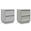 vidaXL Bedside Cabinet 2 pcs Grey 39 x 34.5 x 50 cm Engineered wood