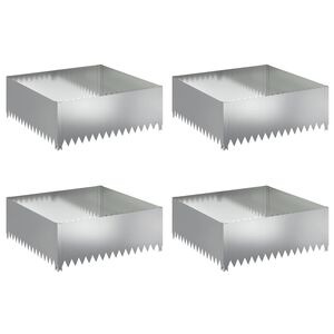 vidaXL Lawn Edging 4 pcs 100 x 100 x 35 cm Steel Silver